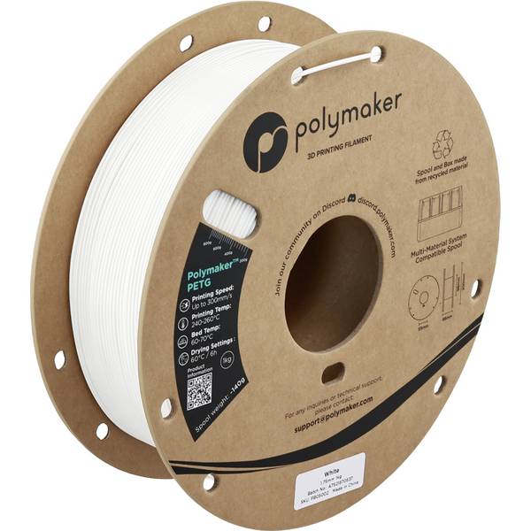 Polymaker PB05002 Filament PETG Highspeed Filament 1.75 mm 1000 g Weiß 1 St.