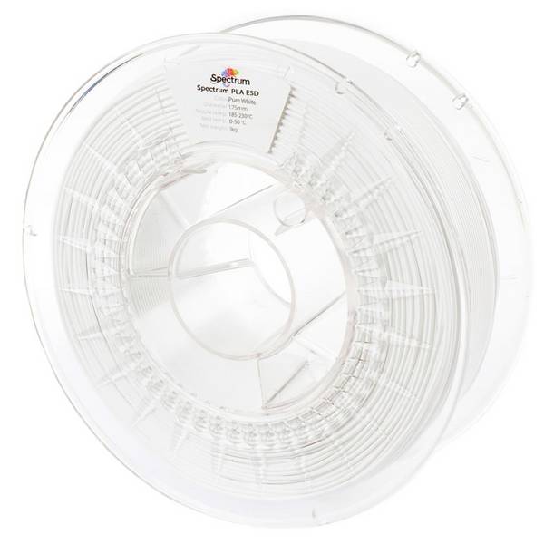 Spectrum Filaments 81651  Filament ESD PLA ESD-sicher, Highspeed Filament 1.75 mm 1000 g Pure White, Weiß  1 St.