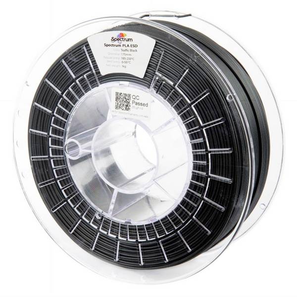 Spectrum Filaments 81658  Filament ESD PLA ESD-sicher, Highspeed Filament 1.75 mm 1000 g Traffic Black, Schwarz  1 St.