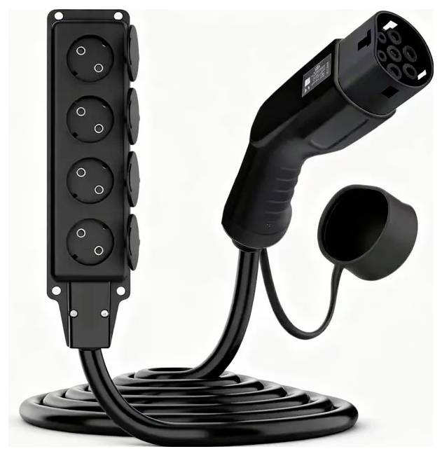 Akyga AK-SC-E27 Ladekabel-Adapter [1x Typ 2 (IEC 62196-2) Buchse - 4x Schutzkontakt-Steckdose] 3 m