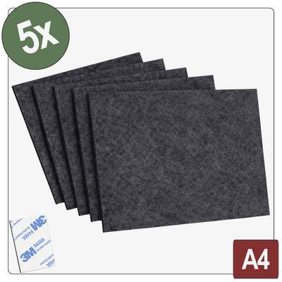 5er-Pack Filzblätter in Holzkohlengrau, Größe A4, selbstklebend mit 3M-Klebeband, ideal für Handwerk und Projekte.