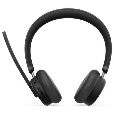 Ein schwarzes kabelloses Headset mit verstellbarem Mikrofon.