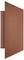 Eine metallische Skulptur zeigt ein großes, dünnes, fünfeckiges, rostfarbenes Blech, das vertikal angewinkelt ist, durchschnitten von einem kleineren rechteckigen Blech.