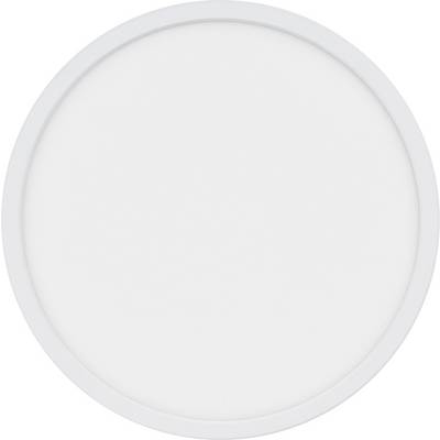 Ein rundes, flaches weißes Panel mit einfachem Design, möglicherweise eine Deckenleuchte oder Dekorativvorrichtung, gezeigt auf einem einfachen Hintergrund.