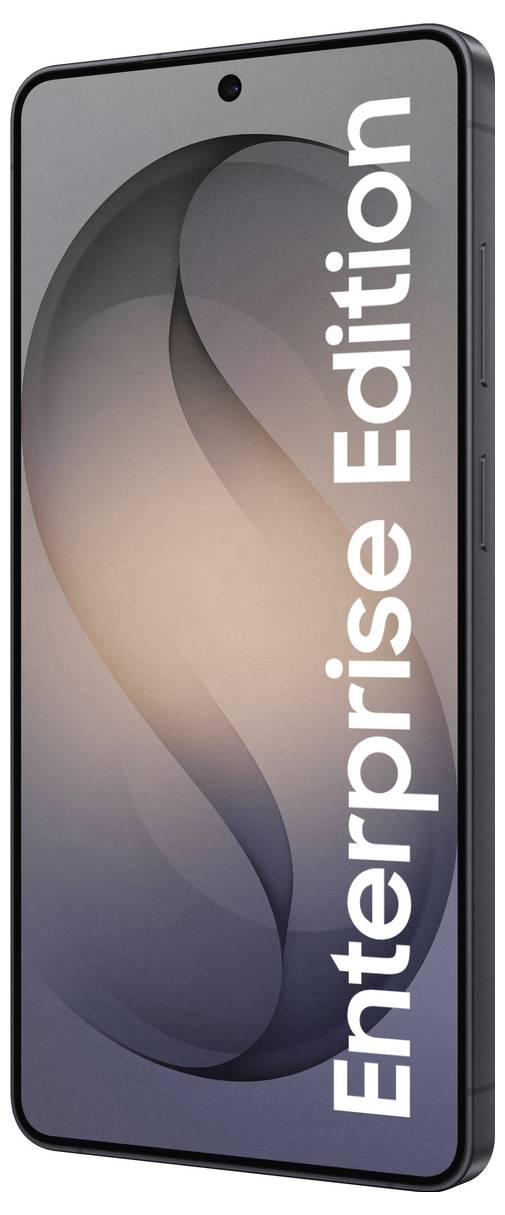 Smartphone mit glattem schwarzem Design, mit dem Text „Enterprise Edition" auf der Seite. Der Bildschirm zeigt ein stilisiertes „S"-Logo.