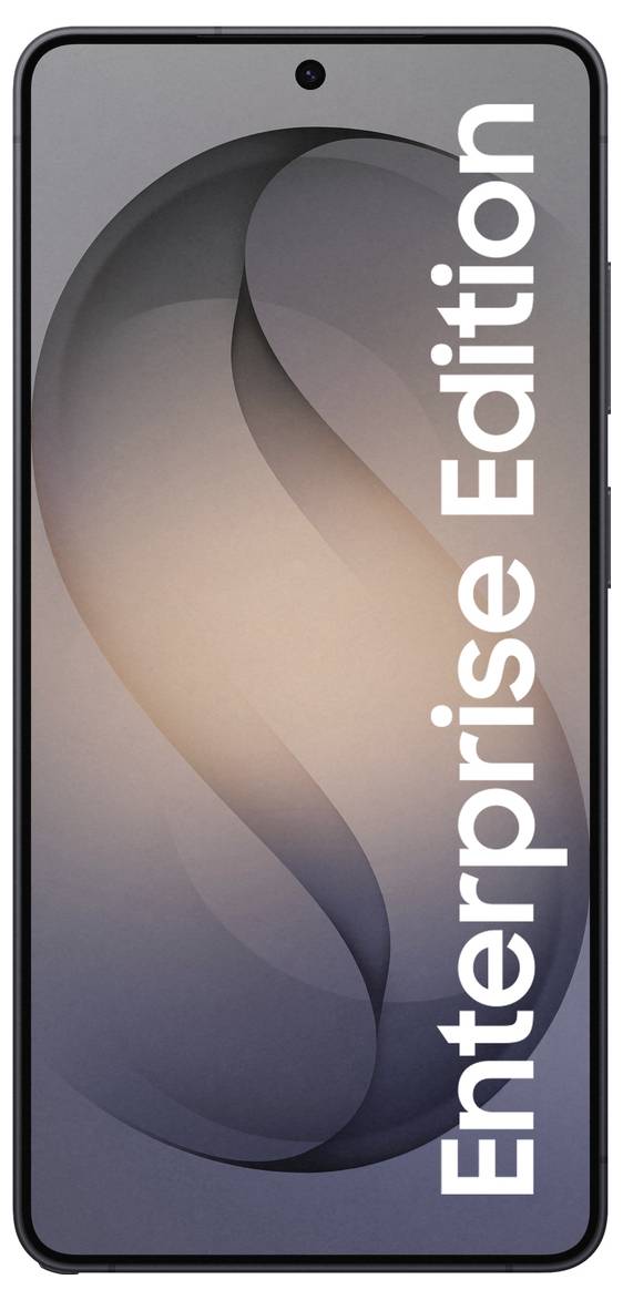 "Enterprise Edition" Text auf Smartphone-Bildschirm mit abstrakt geschwungenem Designhintergrund.
