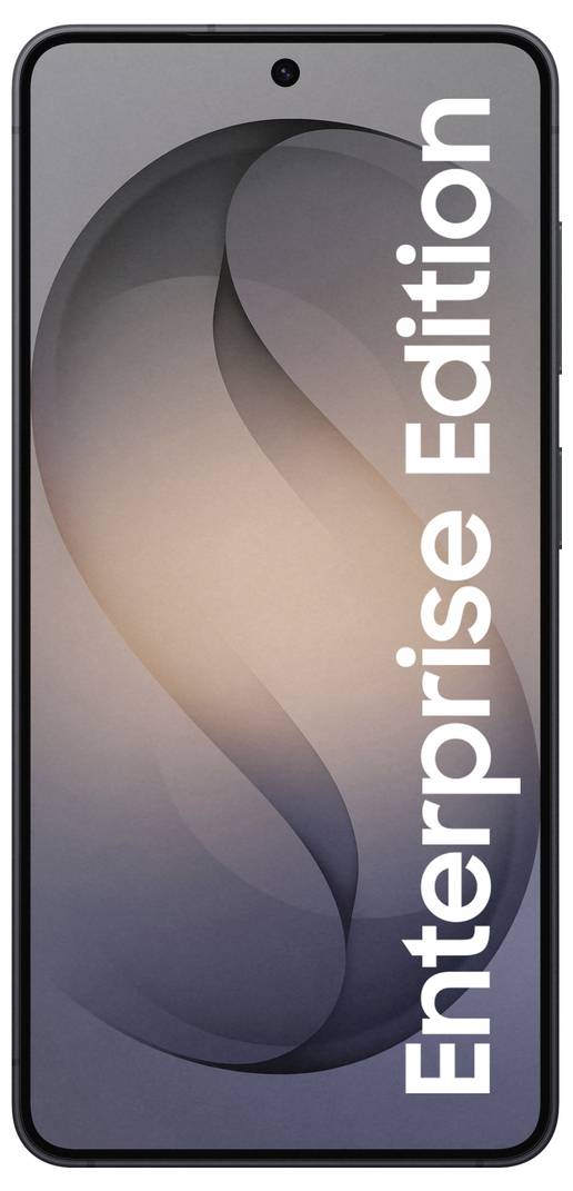 Smartphone mit einem Bildschirm, der vertikal 'Enterprise Edition' anzeigt. Einfaches abstraktes Hintergrunddesign.