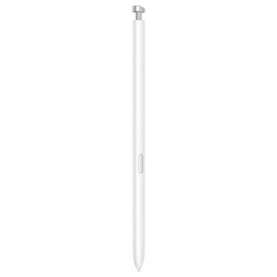 Ein weißer Stift mit Knopf und abgerundeter Spitze, entwickelt für Touchscreens und digitales Zeichnen.