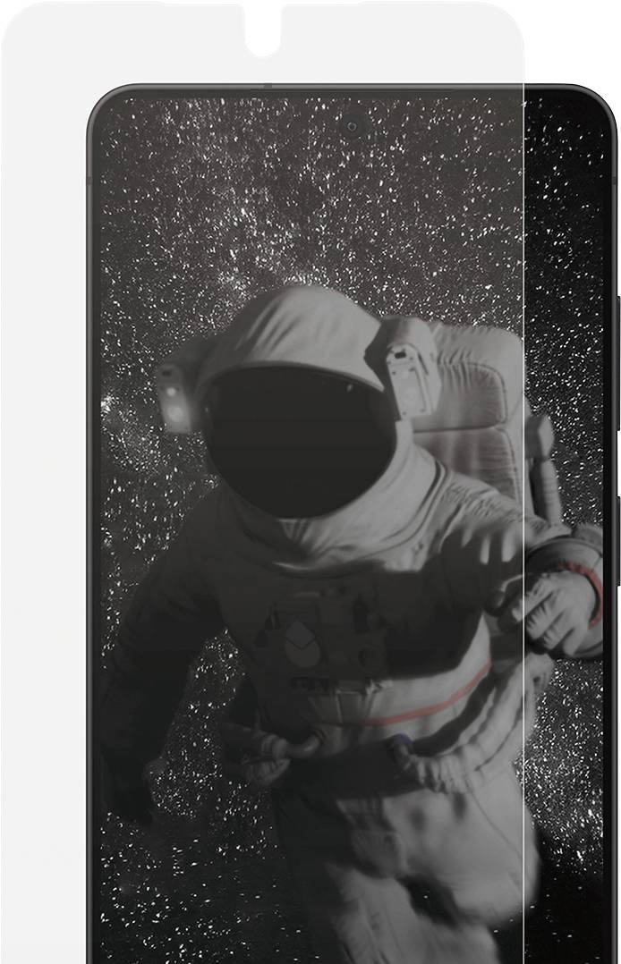 Astronaut schwebt im All, auf einem Smartphone-Bildschirm eingefangen, was die Klarheit und Tiefenschärfe des Telefondisplays hervorhebt.