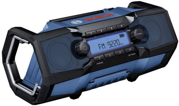 Bosch Professional GPB18V-3C Baustellenradio FM Bluetooth®, UKW Powerbank-Funktion, spritzwassergeschützt, Multiroom-fähig