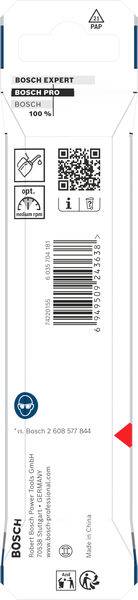 "Bosch Expert"-Verpackung mit QR-Code, Strichcode und Recycling-Symbolen.