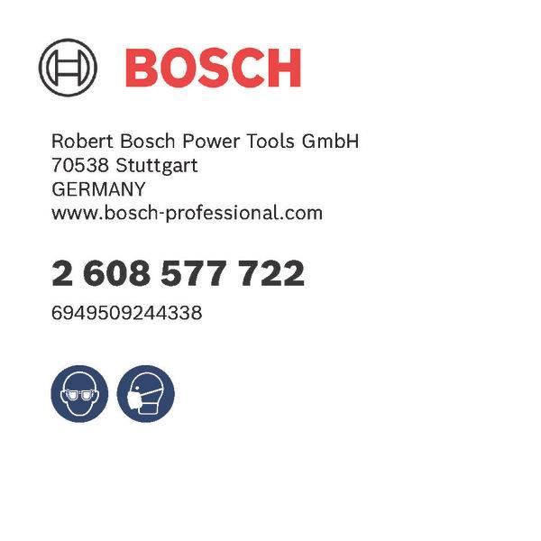 'Robert Bosch Power Tools GmbH, 70538 Stuttgart, Deutschland. Telefon: 2 608 577 722, www.bosch-professional.com, 6949509244738.'