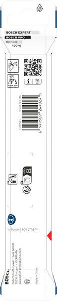 'Bosch Expert Stichsägeblatt-Verpackung mit Produktdetails, Barcode und Sicherheitssymbolen.'