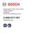 Das "Bosch" Logo oben mit Kontaktdaten für Robert Bosch Power Tools GmbH, Stuttgart. Telefonnummer und Website enthalten. Sicherheitssymbole unten.