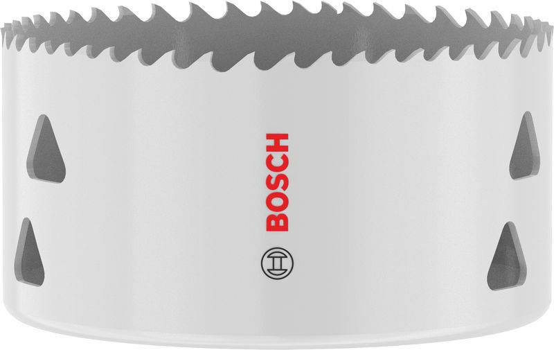 Eine Bosch-Lochsäge mit scharfen Zähnen, verwendet zum Schneiden präziser Löcher in Materialien.