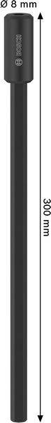 Schwarzer zylindrischer Stift, 130 mm lang, mit einem Durchmesser von 8 mm.