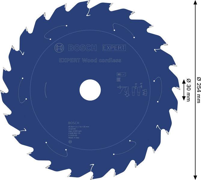 Bosch Accessories 2608902175 2608902175 Kreissägeblatt 254 x 30.0 x 1.6 mm Zähneanzahl: 24 1 St.-1