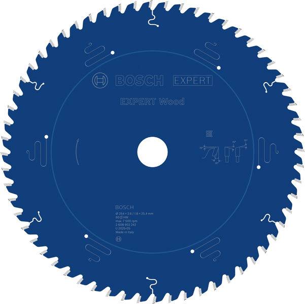Bosch Accessories 2608902242 2608902242 Kreissägeblatt 254 x 25.4 x 1.8 mm Zähneanzahl: 60 1 St.-2