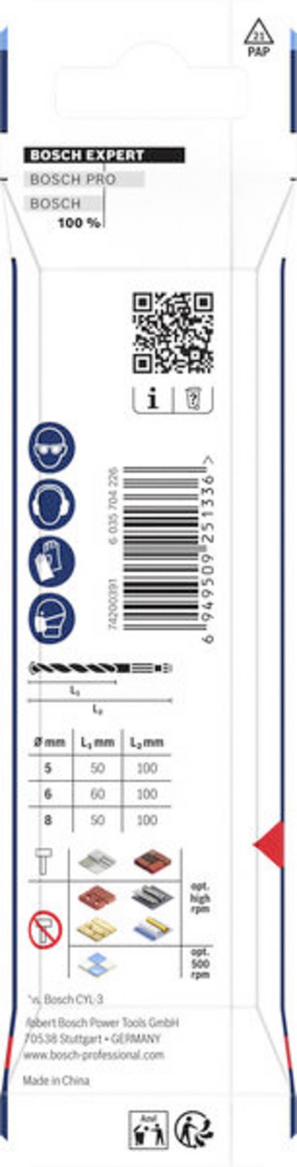 Bosch Accessories 2608902288 2608902288 Multibohrer-Set 5 mm, 6 mm, 8 mm Sechskantschaft 1 St.