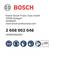 "BOSCH"-Logo und Kontaktinformationen für Robert Bosch Power Tools GmbH, Deutschland. Telefonnummer: 2 608 902 046. Sicherheitssymbole werden angezeigt.