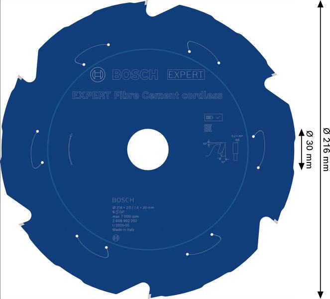 Bosch Expert Fasercement Akku 210 x 30 x 2,4/1,8 mm Blatt, 4er Pack, 7000 U/min, 2,4 mm Schnittbreite, 1,8 mm Platte, Hartmetall-bestückt.