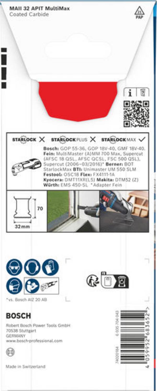 Bosch Accessories 2608902076 2608902076 Carbide Multitool-Sägeblätter  32 mm  1 St.