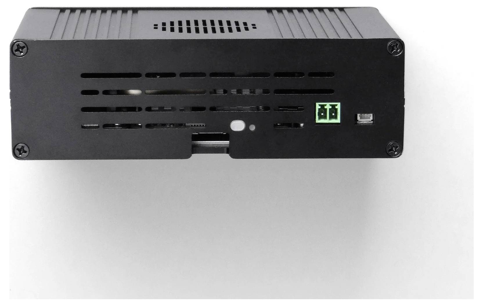 „Smatex"-Gerät mit Anschlüssen für Stromversorgung, HDMI, Ethernet, USB 3.0 und USB 2.0. Beinhaltet eine Wi-Fi-Antenne und ein USB-Kabel.