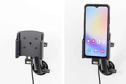 Handyhalter für Autos in zwei Stufen: leer und mit einem Smartphone, demonstriert die Funktionalität der Geräteunterstützung.