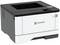 Ein schwarzweißer Lexmark-Laserdrucker mit Papierausgabefach oben, Steuertasten oben rechts und Lüftungsschlitzen an der Seite.