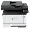 Ein Lexmark-Drucker mit einer Touchscreen-Schnittstelle und einem Dokumenteneinzug oben, konzipiert für die Büronutzung.