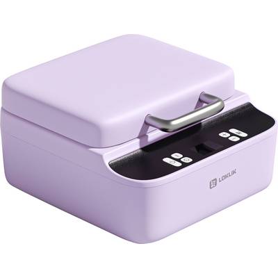 Eine violette, rechteckige Sterilisierbox mit einem Griff oben und digitalen Bedienelementen auf der Frontplatte, die zum Desinfizieren von Gegenständen verwendet wird.