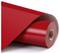 Rote glänzende Vinyl-Rolle teilweise abgerollt, wobei die glatte glänzende Oberfläche und die leuchtende Farbe sichtbar sind.