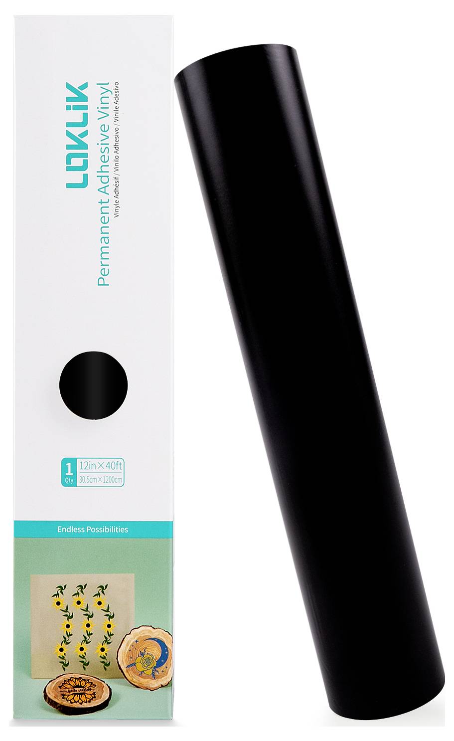 Loklik Permanent Klebefolie Vinyl Matt 30.5 x 180 cm Folie Schwarz-3