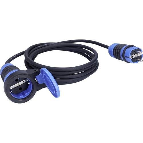 AS Schwabe 62321 Strom Verlängerungskabel 16 A Schwarz/Blau 25 m H05RN-F 3G 1,5 mm² mit Schutzkappe