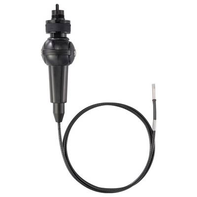 Schwarze Inline-Sensorsonde mit Kabel und Metallspitze auf weißem Hintergrund