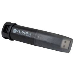 Ein USB-Temperatur- und Feuchtigkeitsdatenlogger mit der Bezeichnung „EL-USB-2" mit einer Schutzkappe an einem Ende, der zur Überwachung und Aufzeichnung von Umweltbedingungen verwendet wird.