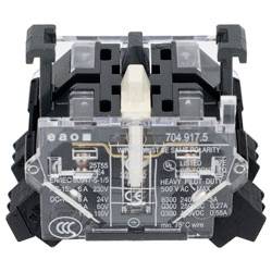 EAO 704.917.5 Robuste Schalterbasis mit Anzeige elektrischer Spezifikationen und Zertifizierungen auf einem transparenten Gehäuse.