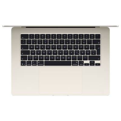Eine Draufsicht auf einen offenen Laptop mit schwarzer Tastatur und Trackpad, auf einer hellhellen Oberfläche. Die Buchstaben „QWERTZ" deuten auf ein nicht-US-amerikanisches Layout hin.