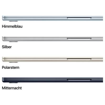 Das Bild zeigt vier übereinanderliegende Laptopseiten in den Farben Himmelblau, Silber, Polarstern und Mitternacht.