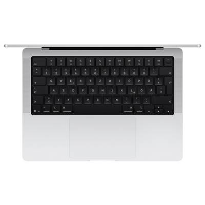 Laptop mit Anschlüssen: Oben MagSafe, zwei Thunderbolt 5, Kopfhöreranschluss; unten SDXC, Thunderbolt 5, HDMI.