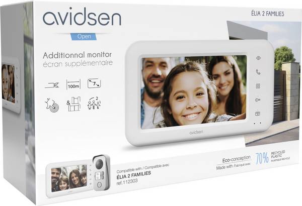 Avidsen Zweifamilien-Set Kabelgebunden Zusatz-Monitor Weiß