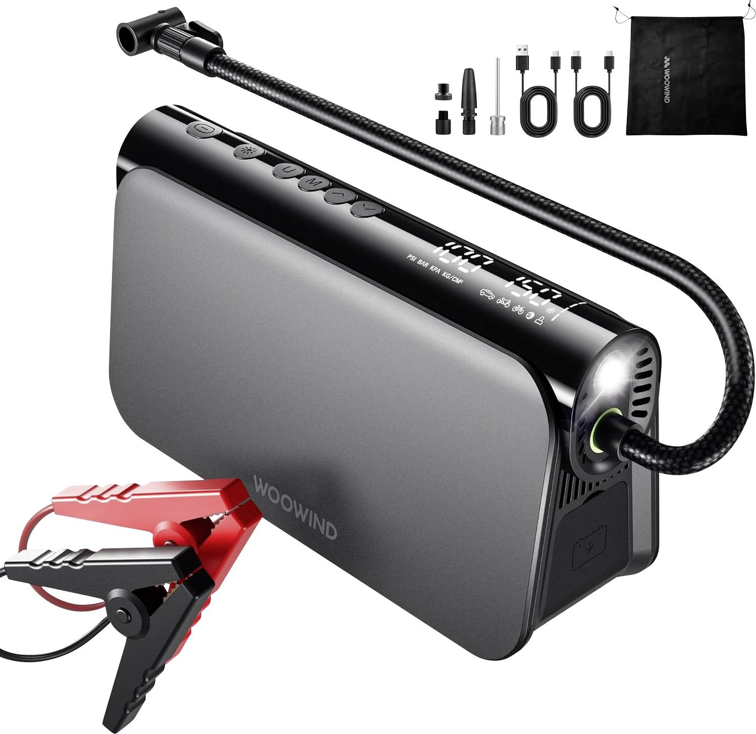 Woowind Starthilfegerät WO-V01 Starthilfestrom (12 V)=1000 A Kompressor