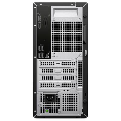 Die Rückseite eines Desktop-Computers mit mehreren USB-Anschlüssen, einem Ethernet-Anschluss, Erweiterungssteckplätzen und einem Stromstecker.