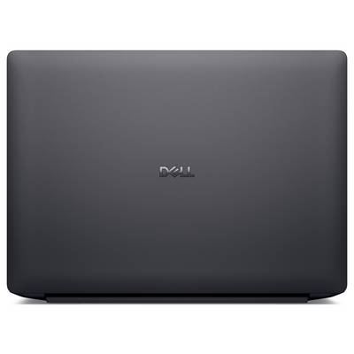 Geschlossener Dell-Laptop mit Rückseite und Dell-Logo in der Mitte.