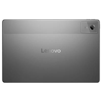 Rückansicht eines Lenovo-Tablets mit einer Rückfahrkamera in der oberen rechten Ecke und dem "Lenovo"-Logo in der Mitte.