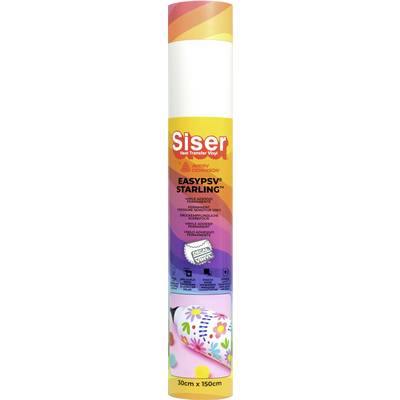 Rolle "Siser EasyPSV Starling" Vinyl, 30cm x 150cm, lebhafte mehrfarbige Verpackung mit angezeigten Produkt- und Markeninformationen.