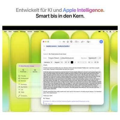 Ein geöffneter E-Mail-Client auf einem Computerbildschirm zeigt eine lange E-Mail unter einem Menü- und Navigationsbereich.