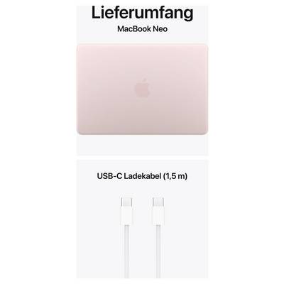 Bild zeigt 'Lieferumfang: MacBook Neo' und ein 'USB-C Ladekabel (1,5 m)'.