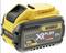 „Dewalt XR FlexVolt 18V 9,0 Ah Lithium-Ionen-Akku, gelb-schwarzes Design, mit Ladestatus-Anzeigelicht."