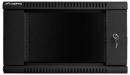 Lanberg WF01-6606-10B, Wandmontiertes Regal, 6U, 60 kg, Sperrschloss, Ablageschienen, Verbessertes Kabelmanagement-1